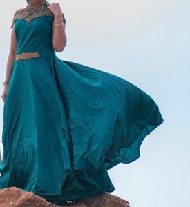 Emerald Green Satin Gown