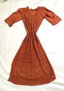 Women&#39;s Embroided Long Coral Kurti