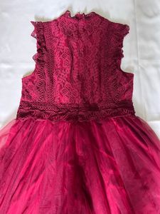 Burgundy Lace &amp; Tulle Party Dress