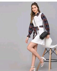 Plaid Collar Mini Dress
