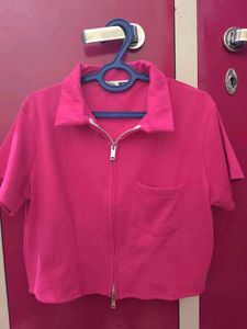 Pink Zip-Up Crop Top