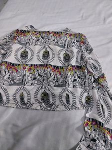White Printed Crop Top