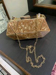 Women's Designer Resin Diamond Metallic Clutch