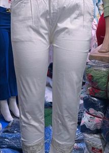 Red Embroidered Ankle Pants