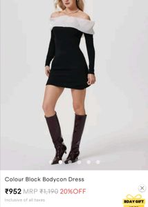 Black Off Shoulder Dress with Apricot Lace