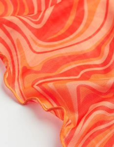 Orange Mesh Flared Leggings With Inbuilt Panty