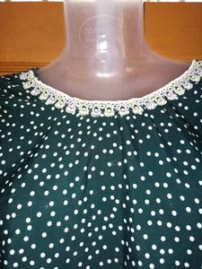 Dark Green Polka Dot Kurti