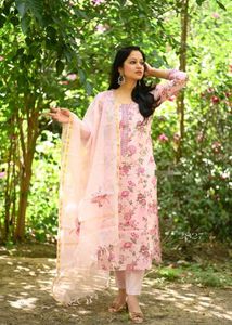 Beautiful Pink Cotton Kotta Doria Appliq Work
