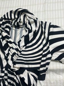 Abstract Striped Black &amp; White Maxi Dress