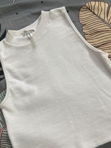 White Ribbed Tank Top