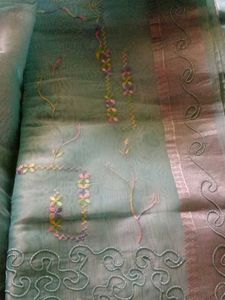 Embroidered Sea Green Saree