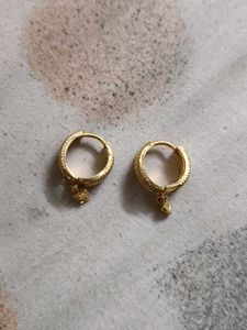 Gold Heart Dangle Hoop Earrings