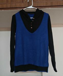 Blue Sweater With Hoodie