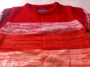 New 5-6 Years Boy&#39;s Tan Chino &amp; Red Sweatshirt