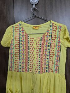 Yellow Long Embroidered Dress