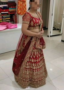 Designer Maroon Medium Sized Bridal Lehenga