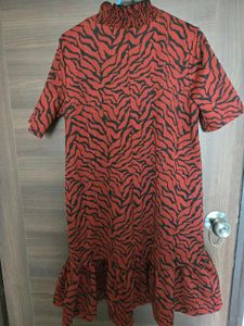 Zara Red &amp; Black Animal Print Dress