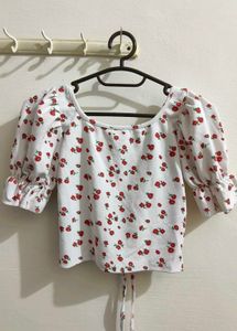 Floral Print Tie-Front Top