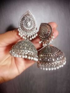 Silver Jhumka Earrings