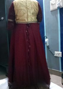 Maroon Anarkali with Gold Jacket