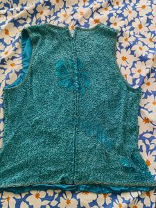 Turquoise Beaded Top