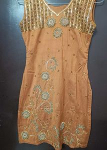 Embellished Golden Brown Kurta