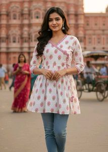 Cute Floral Jaipuri Short Kurti