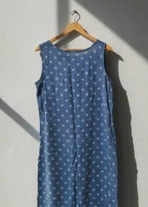 Indigo Ikkat Printed Sleeveless Kurta