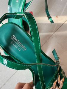 Emerald Platform Heels with Chain