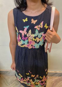 Vintage Butterfly Polka  Print Dress