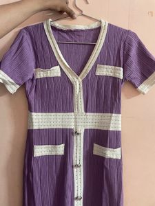 Chic Purple Knit Mini Dress