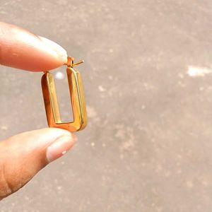 Rectangular Gold Plated Thick Hoops