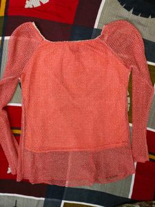 Pretty Peach Embroidered + Sequin Top