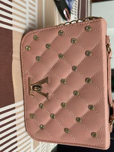 Peach Quilted Sling Bag