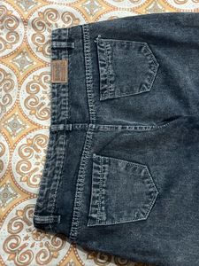 Knee Ribbed Charcol Denim