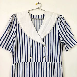 Korean style blue striped dress