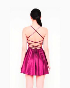 Wine Satin Romper Lengtg 32