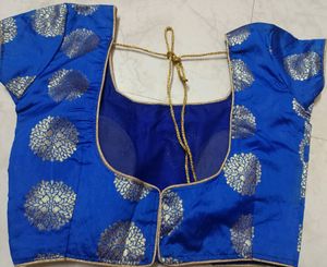 Blue Silk Stiched Blouse Padded Size: 30&#34;/32&#34;/34