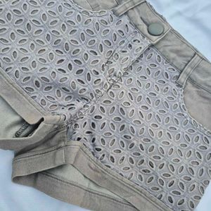 Cutout Denim Shorts