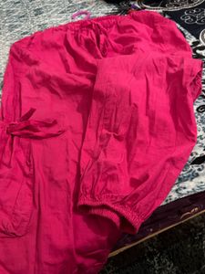 Pink Cotton Capris with Pockets
