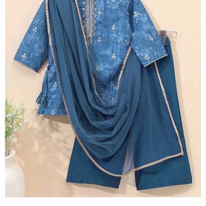 Embroidered Kurti & Plazo With Duppata