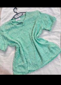 Mint Green Fuzzy Knit Top