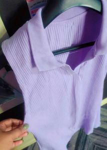 Lavender Ribbed Polo Tank Top