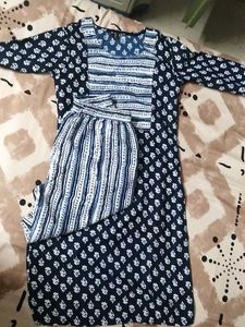 Printed Kurta Set ( Blue)