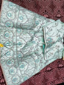 Cute Aqua Blue Lehenga Choli Set