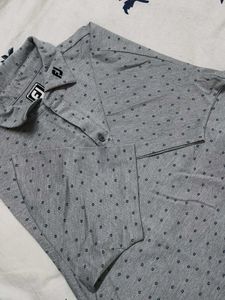 Foot Joy Men Grey Micro Flower Golf Polo Tshirt