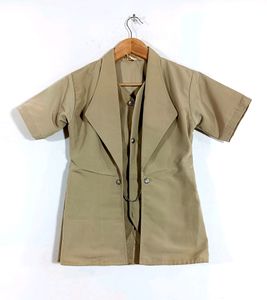 Formal Beige Blazer &amp; Skirt Set (Women)