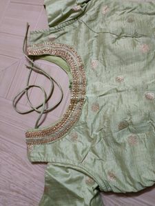 Pista Green & Golden Net Gown (New)