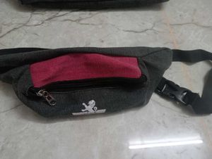 Cotton Pink And Black Combination Bag ,Hip Ba