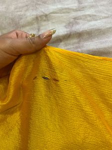 Yellow Embroidered Chiffon Saree